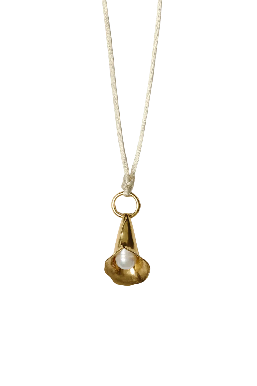 Pearl in Shell Corded Necklace in Yellow Gold