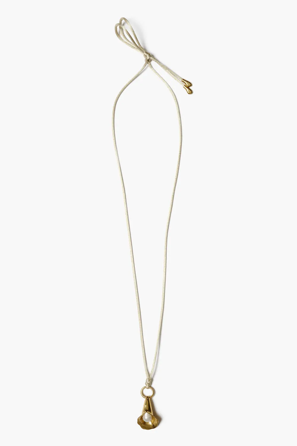 Pearl in Shell Corded Necklace in Yellow Gold