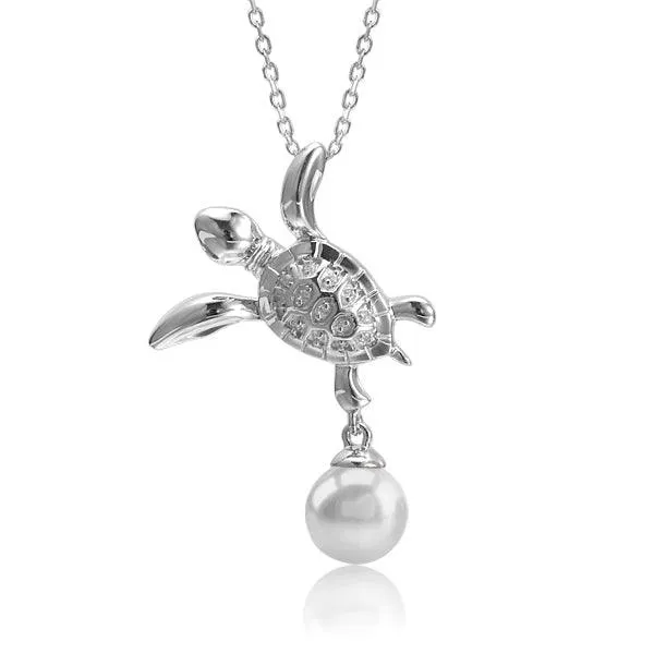 Pearl Keiki Honu Turtle Pendant by Alamea