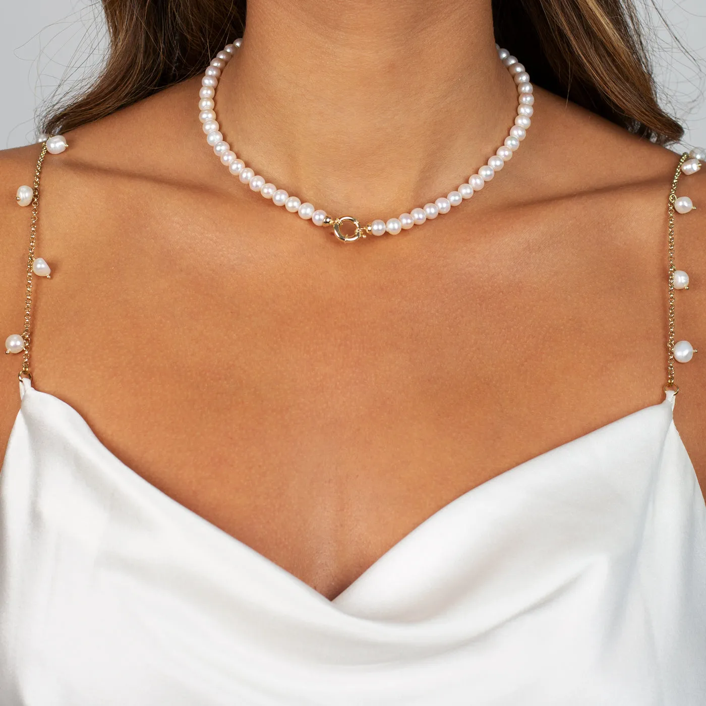Pearl Toggle Necklace 14K