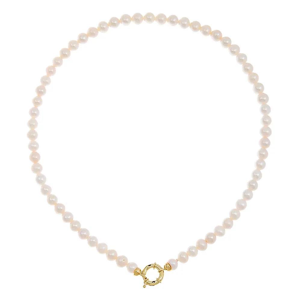 Pearl Toggle Necklace 14K