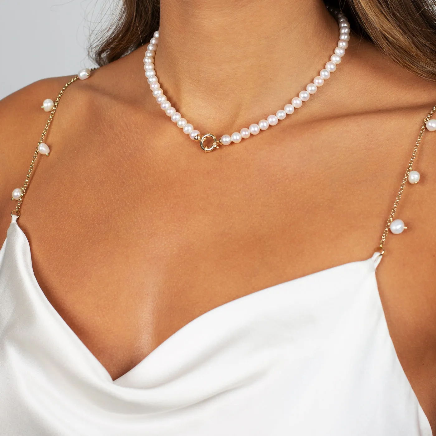 Pearl Toggle Necklace 14K