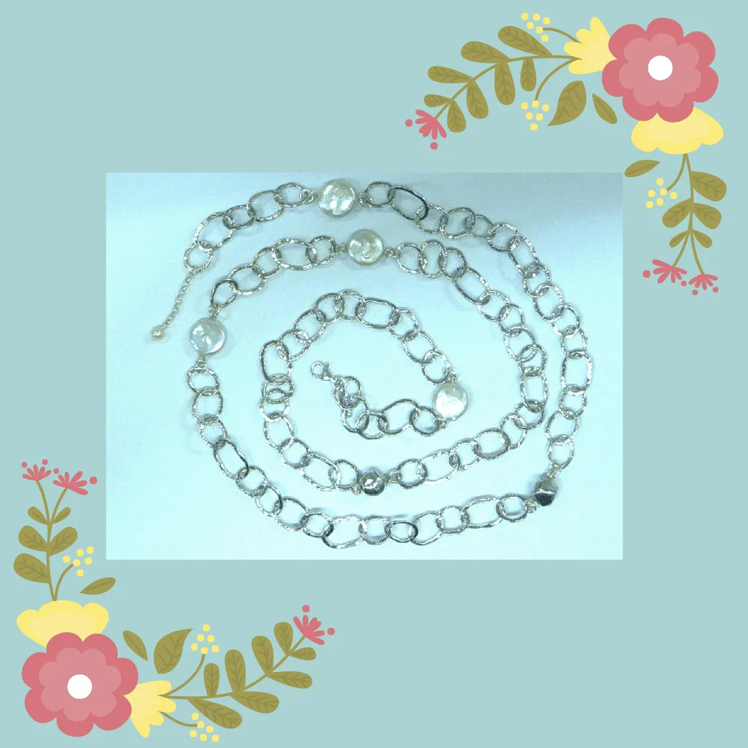 Pearls on sterling silver necklace