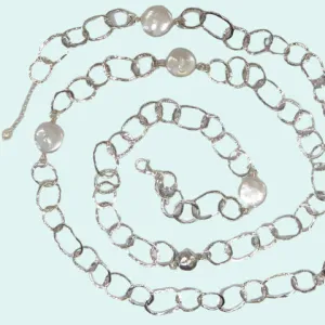 Pearls on sterling silver necklace