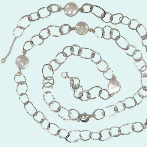 Pearls on sterling silver necklace