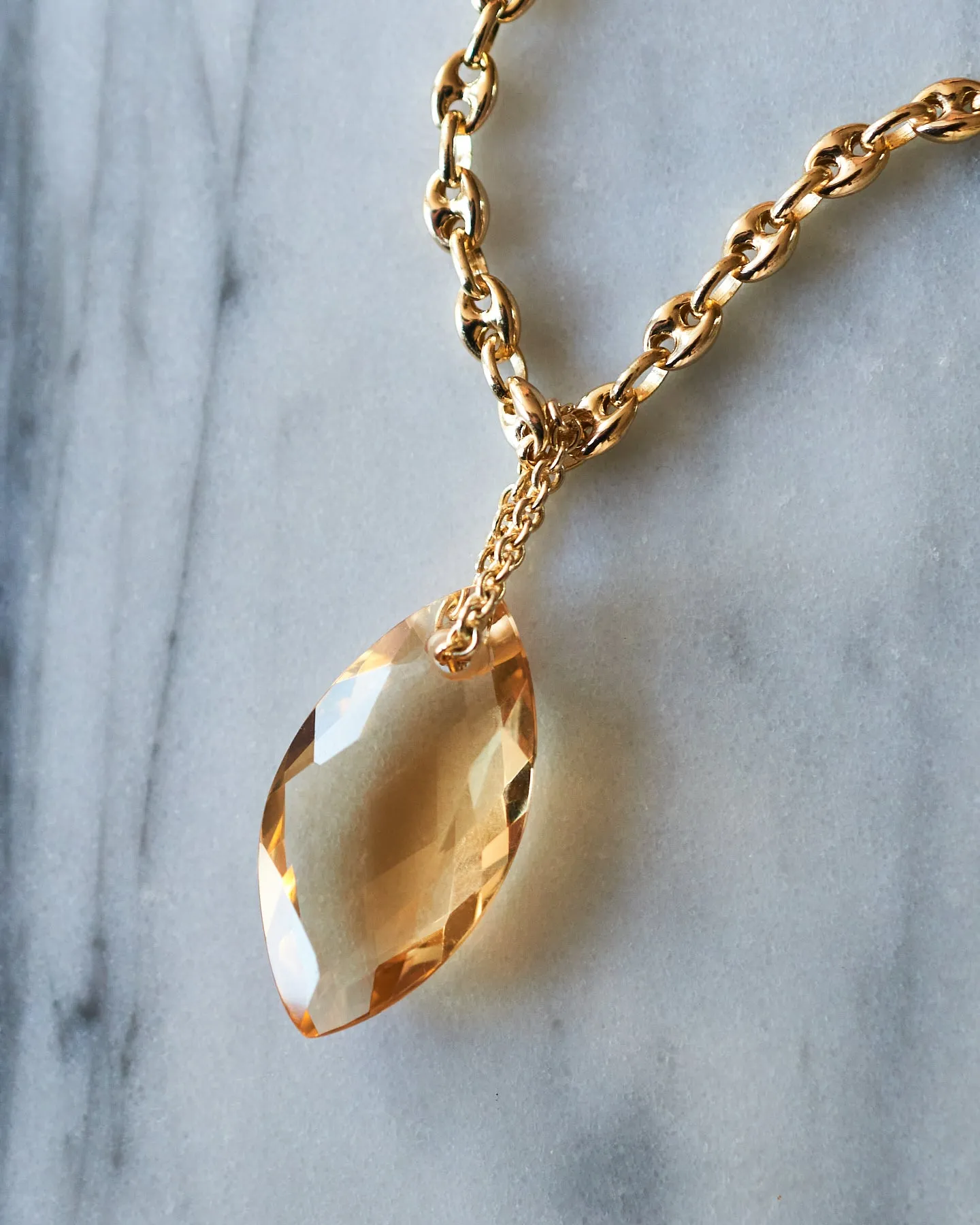 Personal Citrine Abundance Mariner link Necklace
