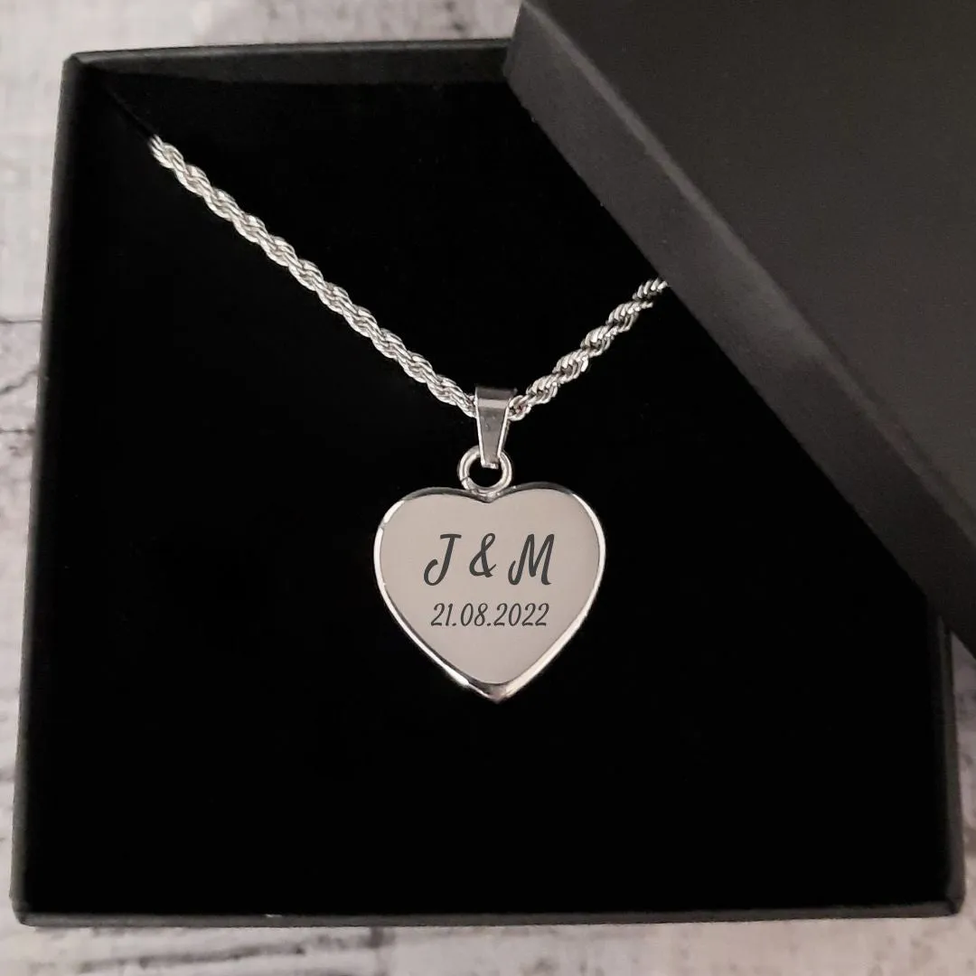 Personalised Heart Necklace Pendant - Various Options Available