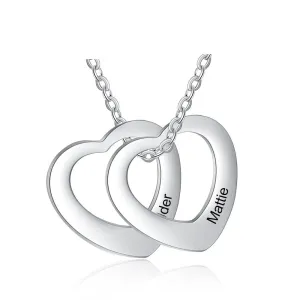 Personalized Engraved 2 Names Heart Pendant