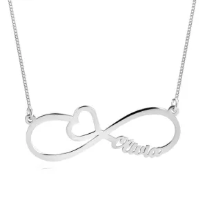 Personalized Heart and Infinity Necklace - Hypoallergenic - Sterling Silver, Gold, or Rose Gold Plating