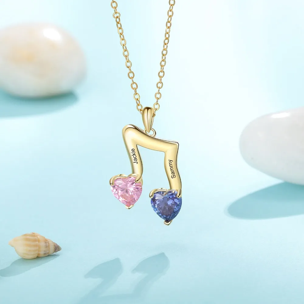 Personalized Name Engraving Musical Note Necklace