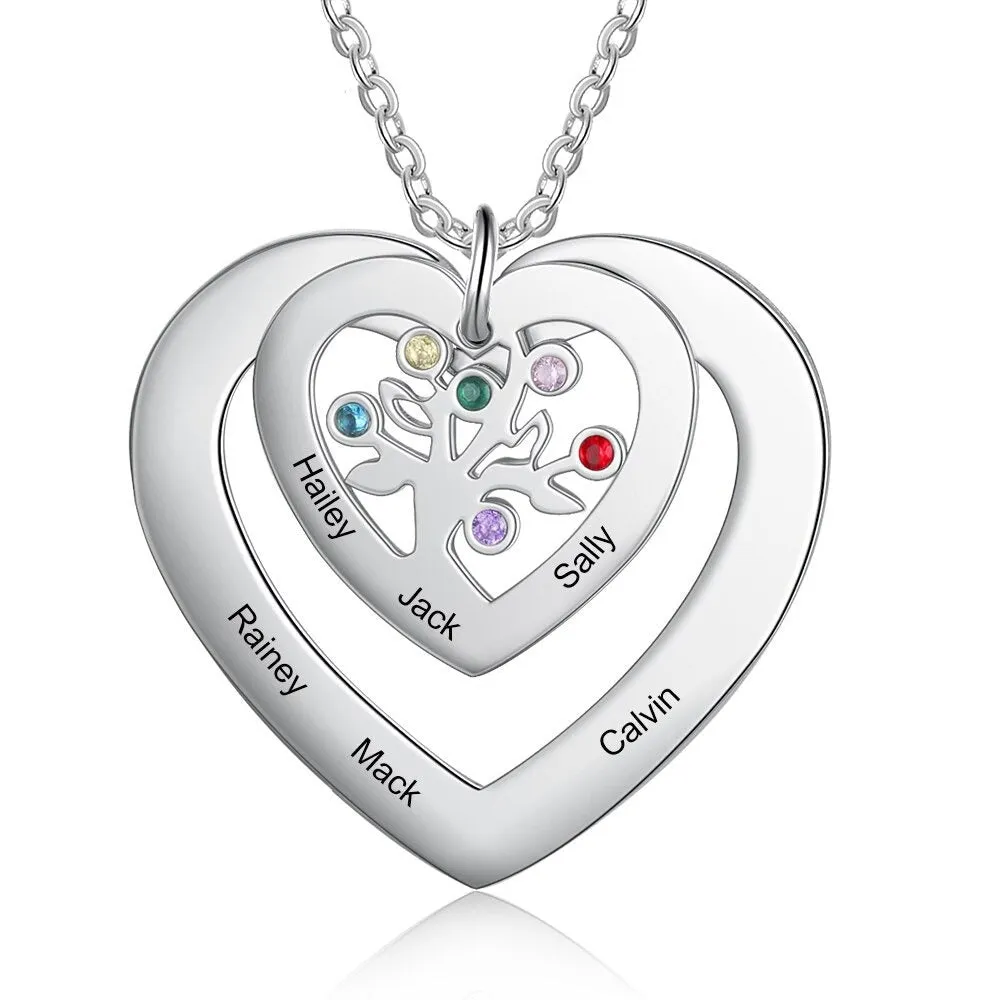 Personalized Tree of Life Heart Pendant