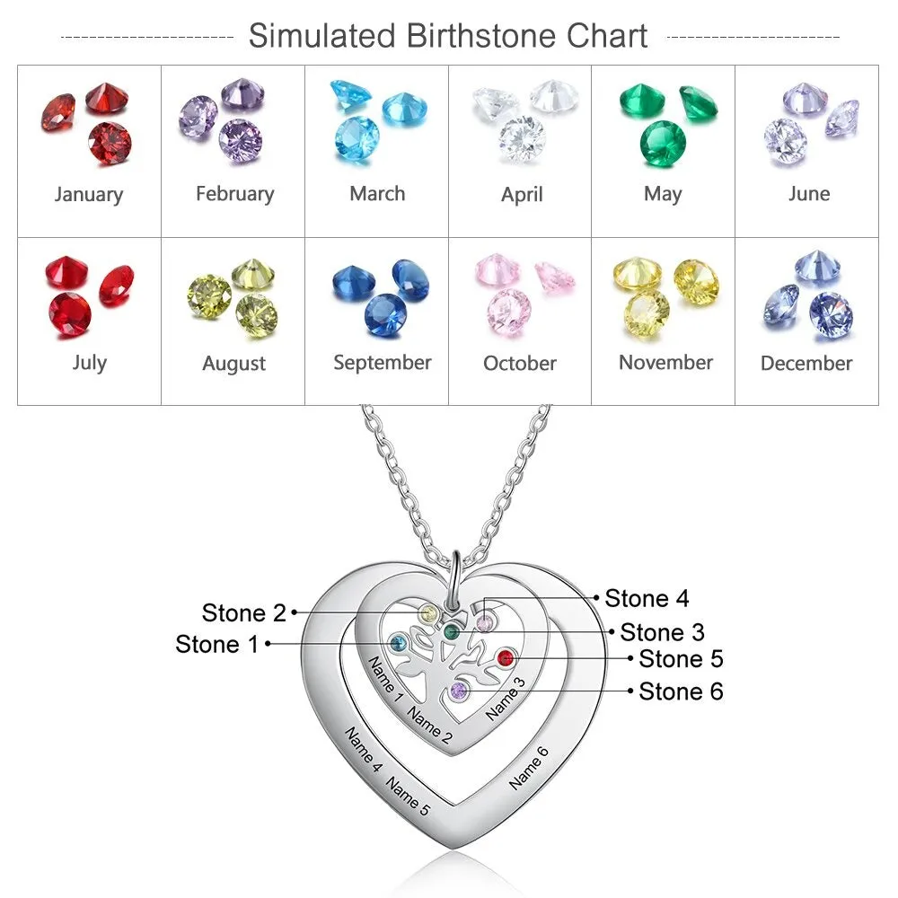 Personalized Tree of Life Heart Pendant