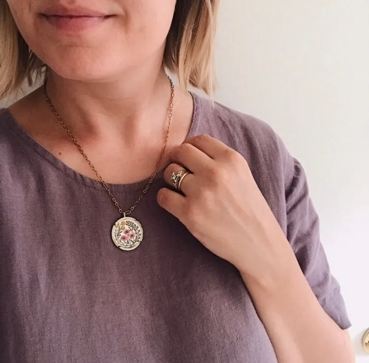 Pickle Love Pendant, Original Watercolor Hand Painted Necklace