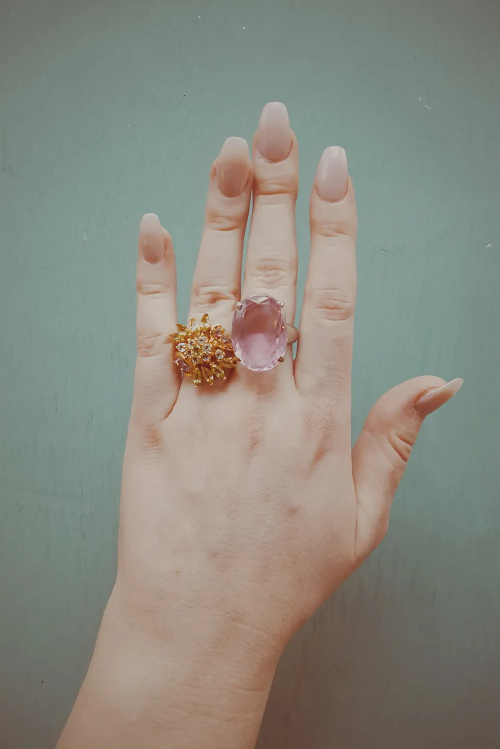 Pink Crystal Statement Ring