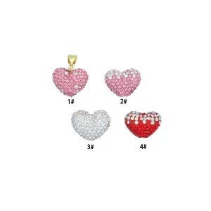 Pink Red White rhinestone Heart Charm Pendant,Sku#LD744
