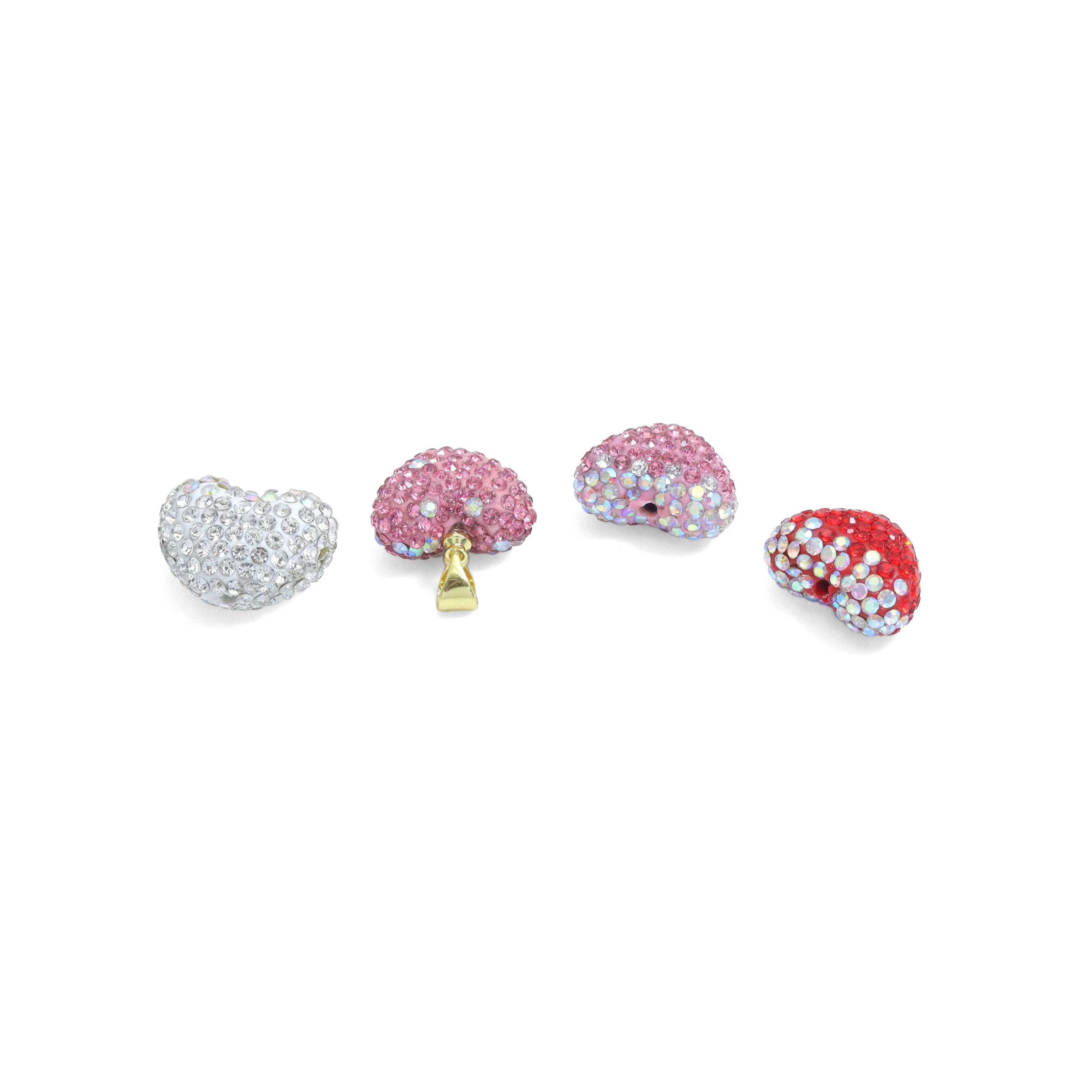 Pink Red White rhinestone Heart Charm Pendant,Sku#LD744