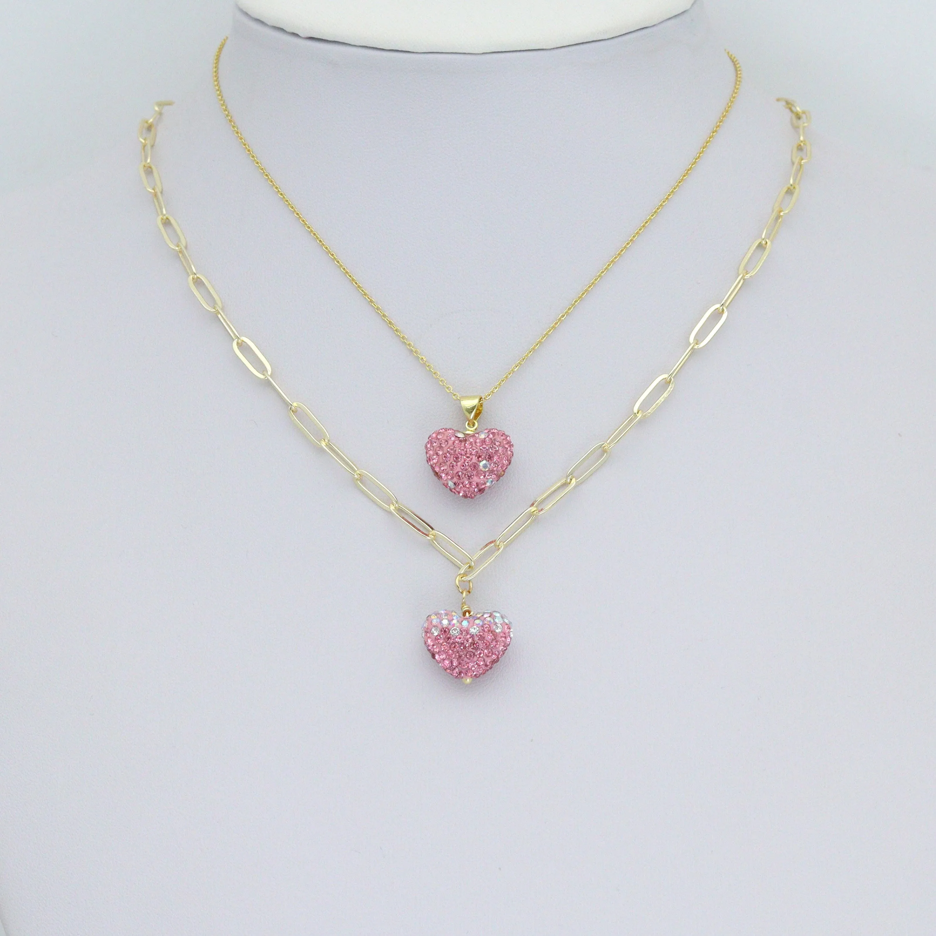 Pink Red White rhinestone Heart Charm Pendant,Sku#LD744
