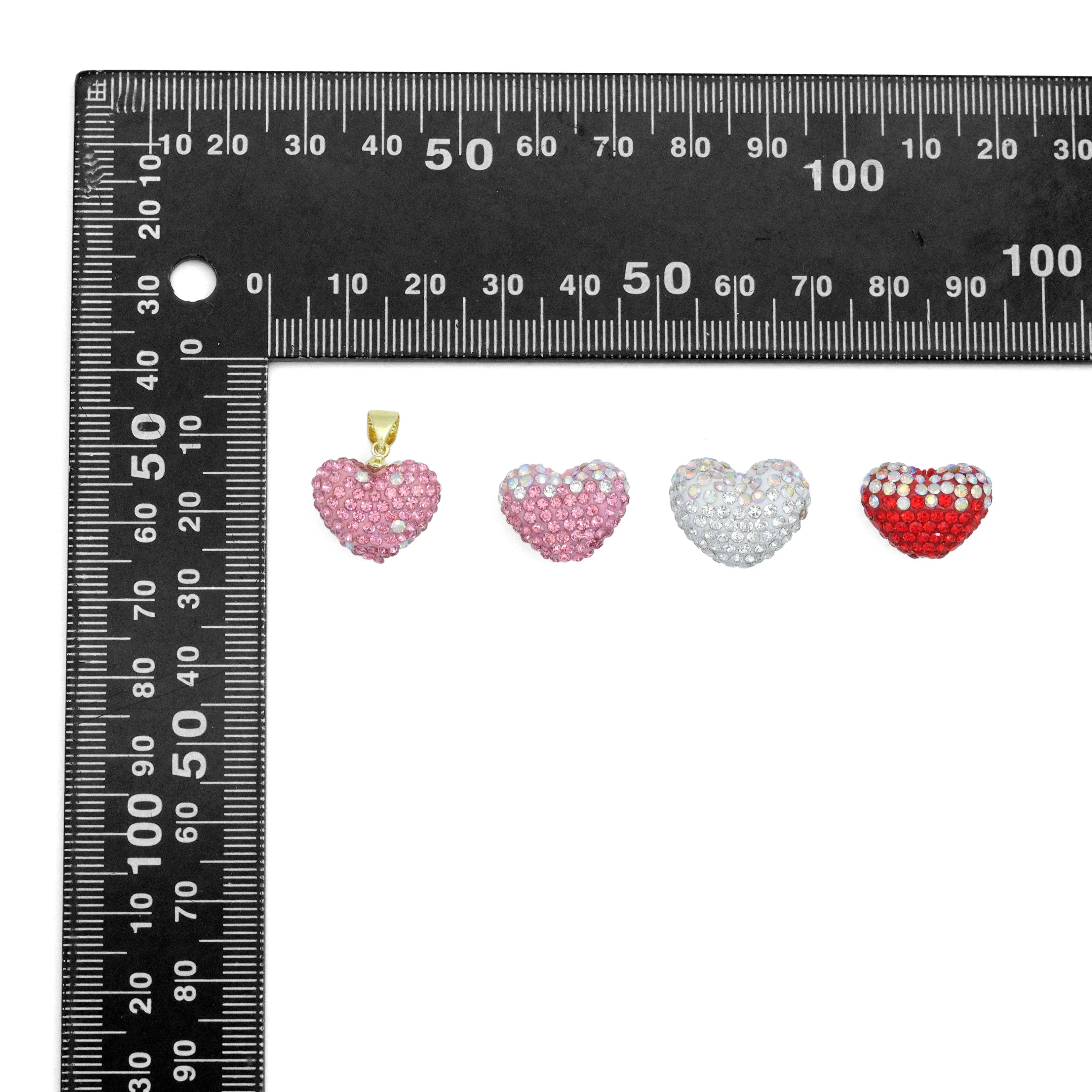 Pink Red White rhinestone Heart Charm Pendant,Sku#LD744