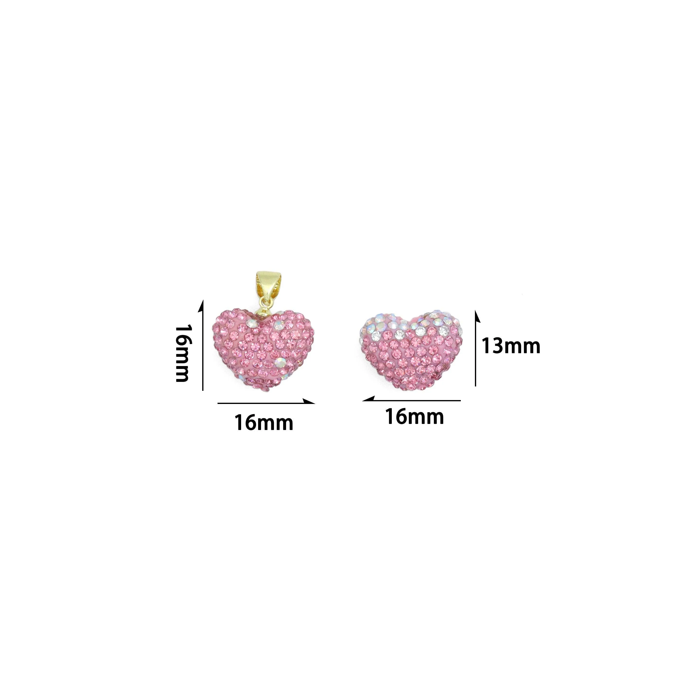 Pink Red White rhinestone Heart Charm Pendant,Sku#LD744