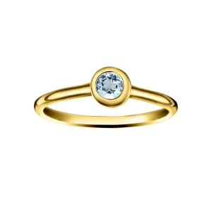 Polished Gold Vermeil Crescent Moon Stacking Birthstone Rings - March / Aquamarine
