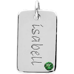 Posh Mommy® 16x10mm Mini Tag Birthstone Pendant