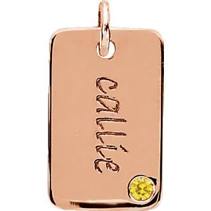 Posh Mommy® 16x10mm Mini Tag Birthstone Pendant