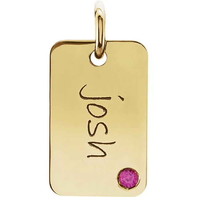 Posh Mommy® 16x10mm Mini Tag Birthstone Pendant