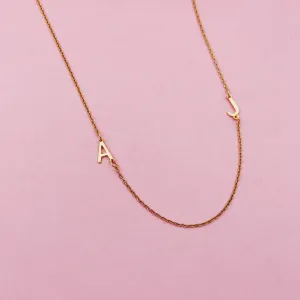 *PRE-ORDER Double Mini Sideways Initial Gold Filled Necklace