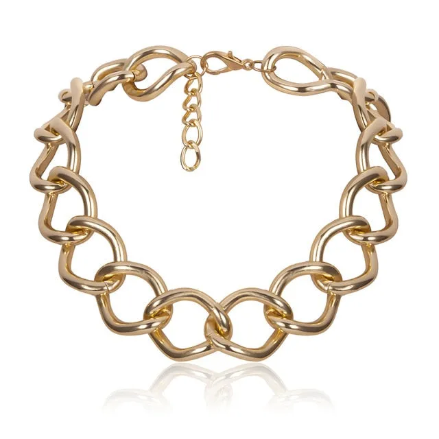 Punk Miami Cuban Choker Necklace Collar Statement Hip Hop Big Chunky Aluminum Gold Color Thick Chain Necklace Women Jewelry