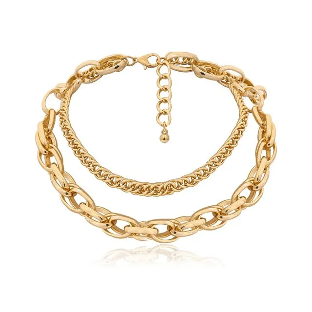 Punk Miami Cuban Choker Necklace Collar Statement Hip Hop Big Chunky Aluminum Gold Color Thick Chain Necklace Women Jewelry