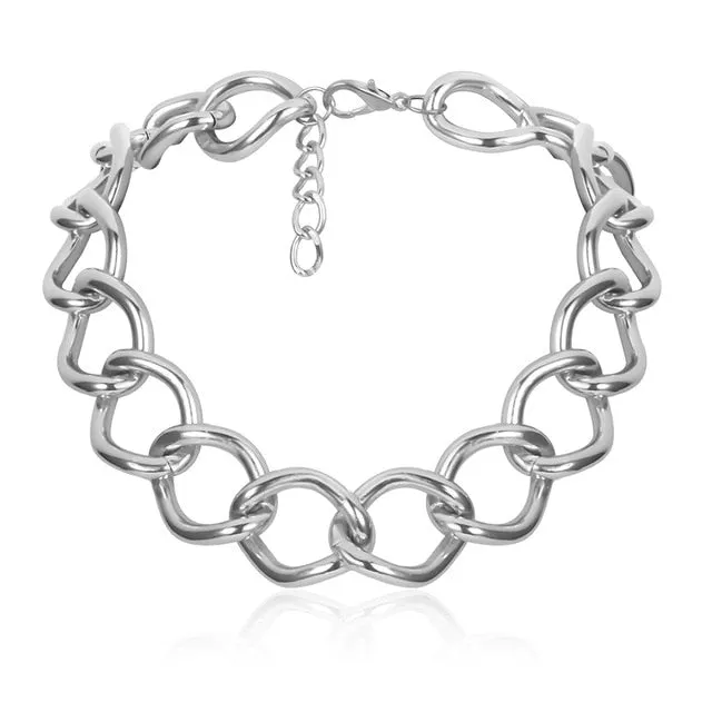 Punk Miami Cuban Choker Necklace Collar Statement Hip Hop Big Chunky Aluminum Gold Color Thick Chain Necklace Women Jewelry