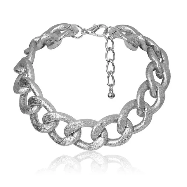 Punk Miami Cuban Choker Necklace Collar Statement Hip Hop Big Chunky Aluminum Gold Color Thick Chain Necklace Women Jewelry