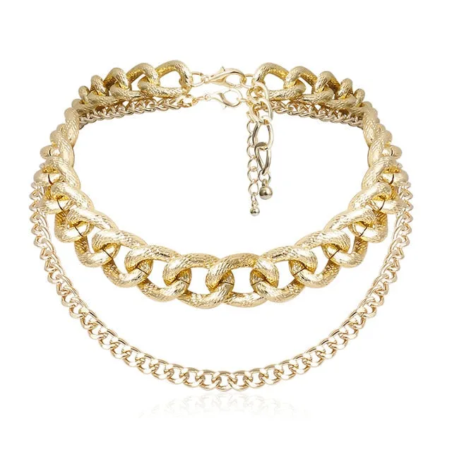 Punk Miami Cuban Choker Necklace Collar Statement Hip Hop Big Chunky Aluminum Gold Color Thick Chain Necklace Women Jewelry
