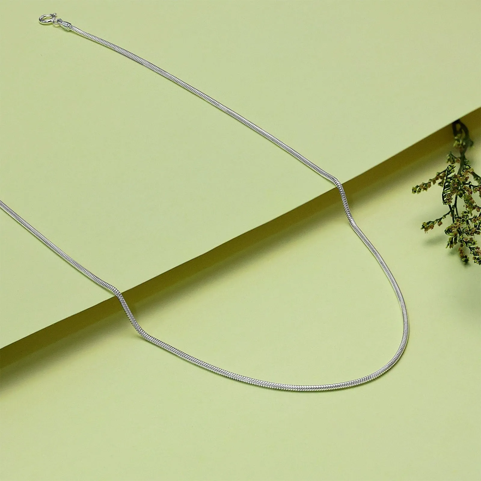 Pure 925 Silver Chain - Vibrant Spring Design With Silver Finish