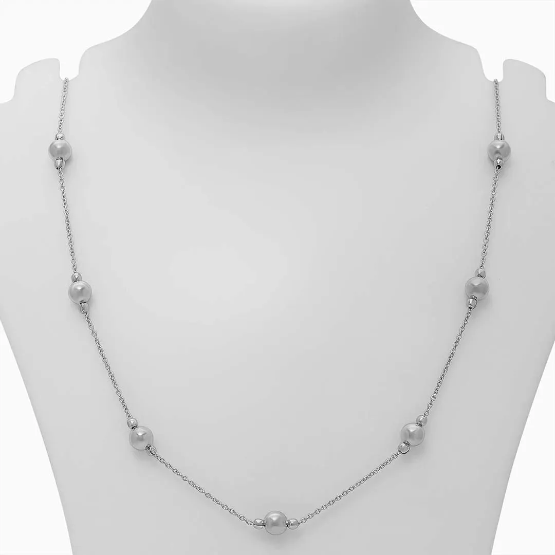 Pure 925 Silver Necklace - Silver Beaded Chain