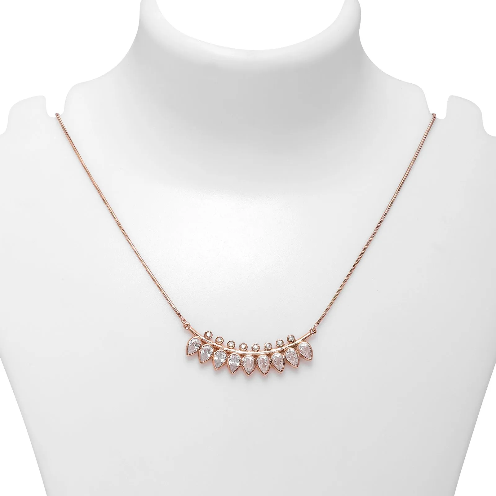 Pure Silver Necklace - Rosy Vines of CZ Elegance