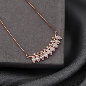 Pure Silver Necklace - Rosy Vines of CZ Elegance