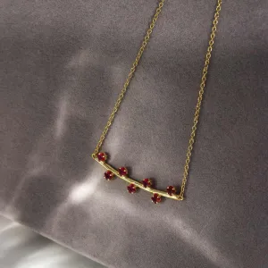Pure Silver Necklace - Twine of Red Rubies in Gold Plating