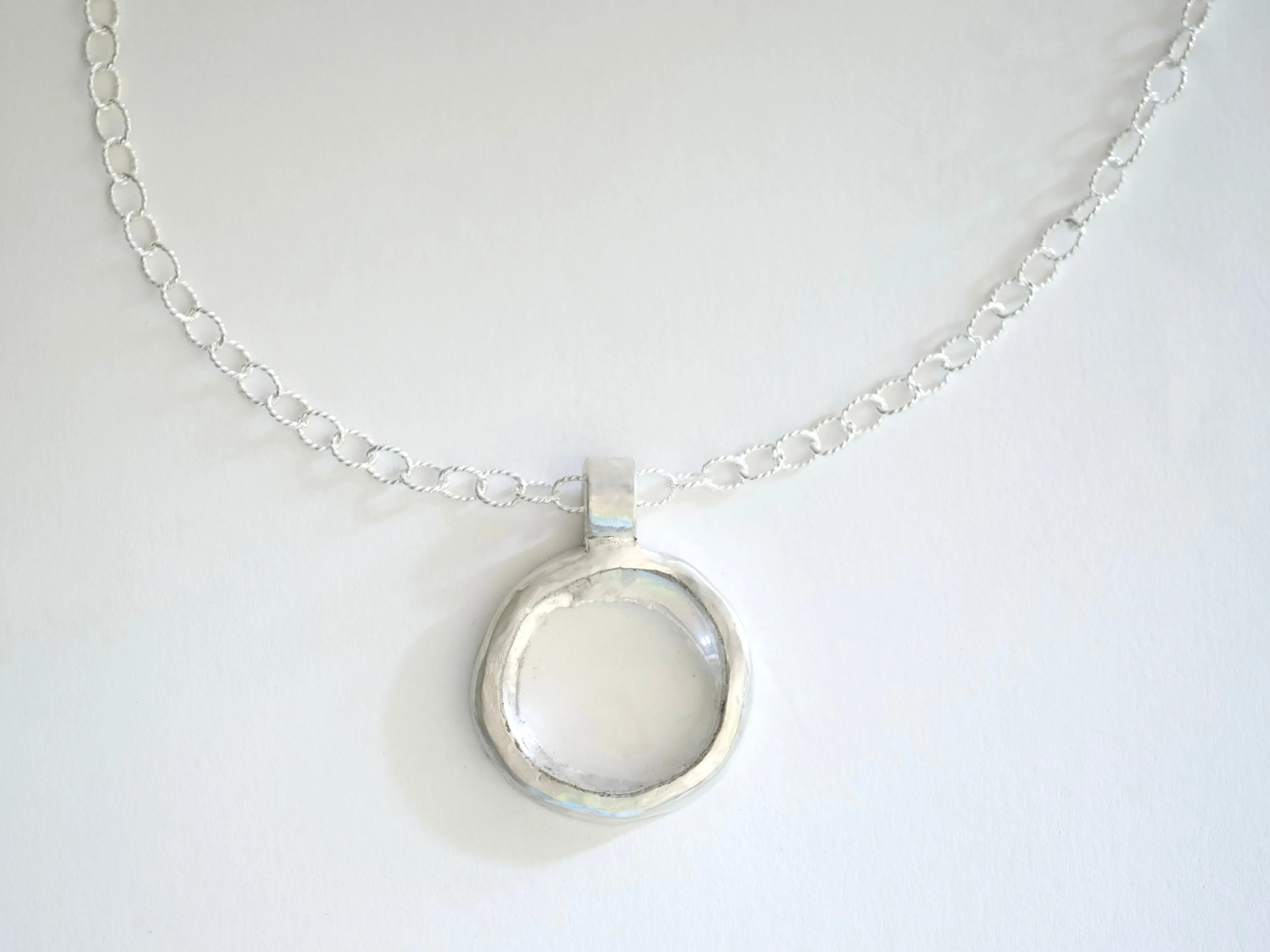 Quartz Pendant Necklace in Silver