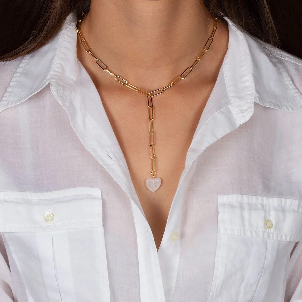 "Dreamer" Heart Pendant Clip Chain "Y" Necklace