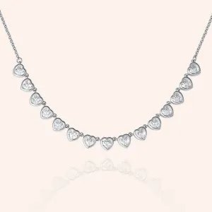 "Honeymoon" 6.6CTW Heart Cut Bezel-set Tennis Necklace