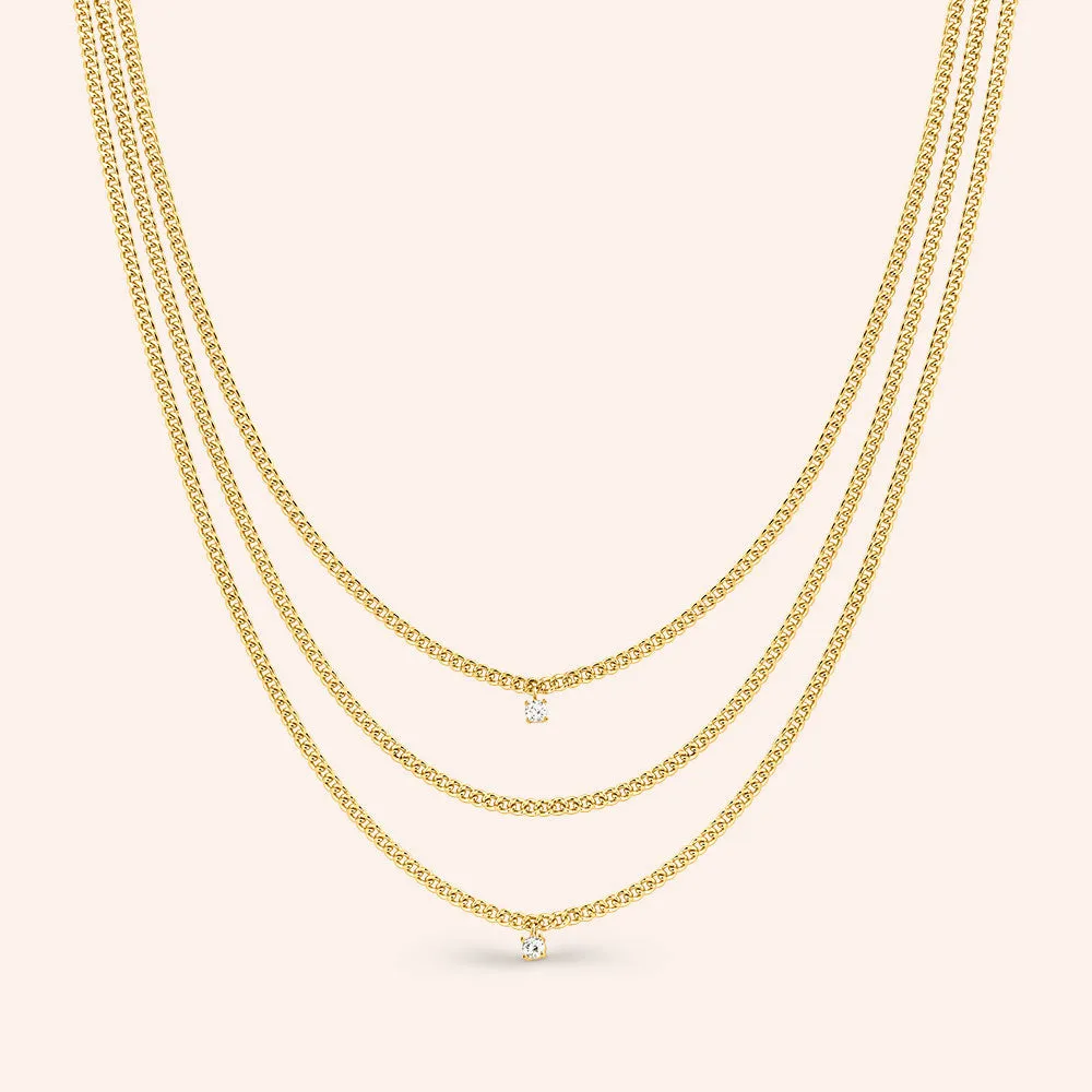 "Link it up" 0.9CTW Prong Set Round Cut Curb Chain Layered Necklace