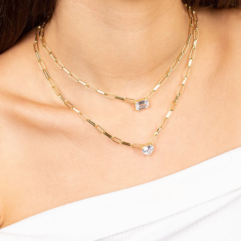"Obsession" 4.7CTW Emerald Cut Solitaire Pendant Necklace