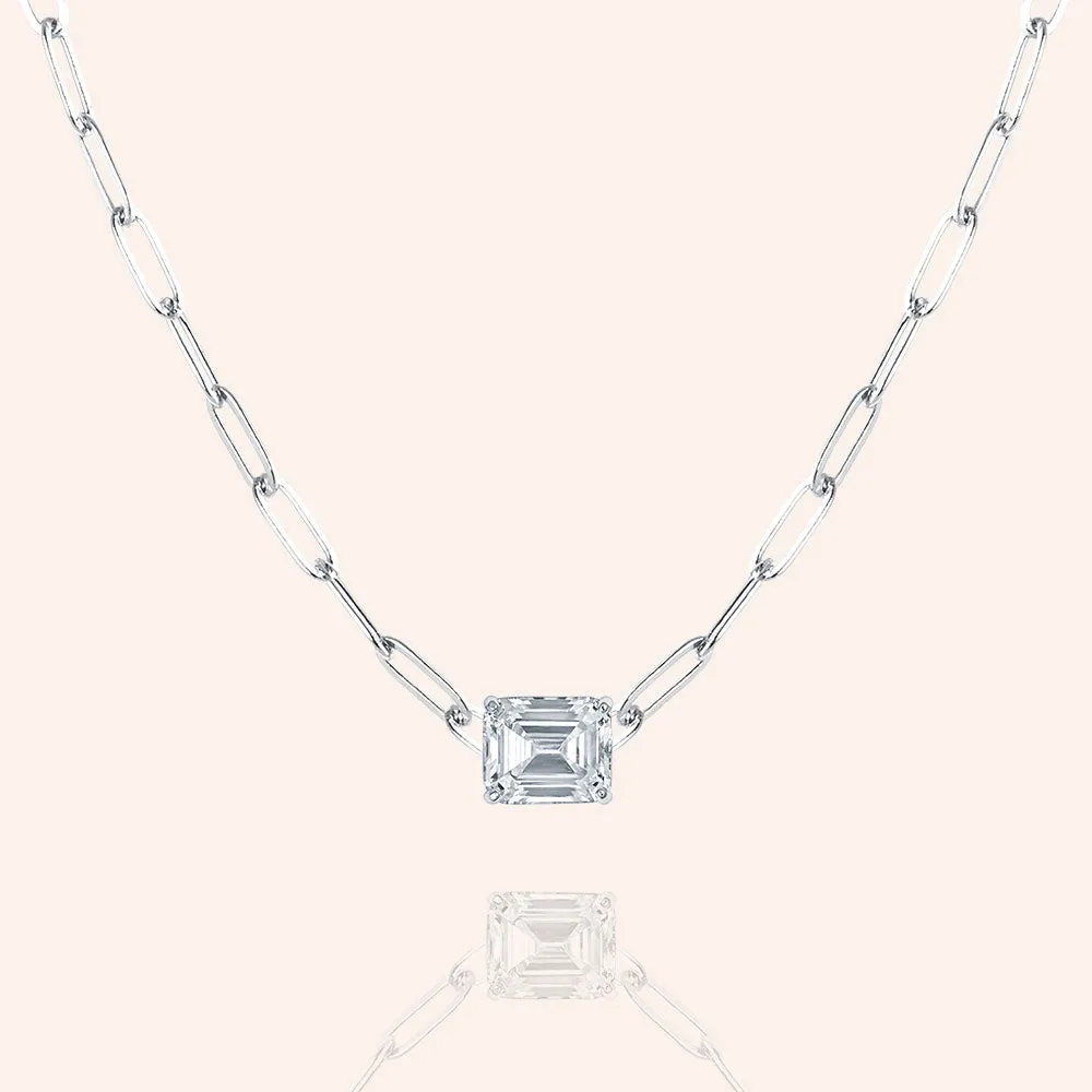 "Obsession" 4.7CTW Emerald Cut Solitaire Pendant Necklace