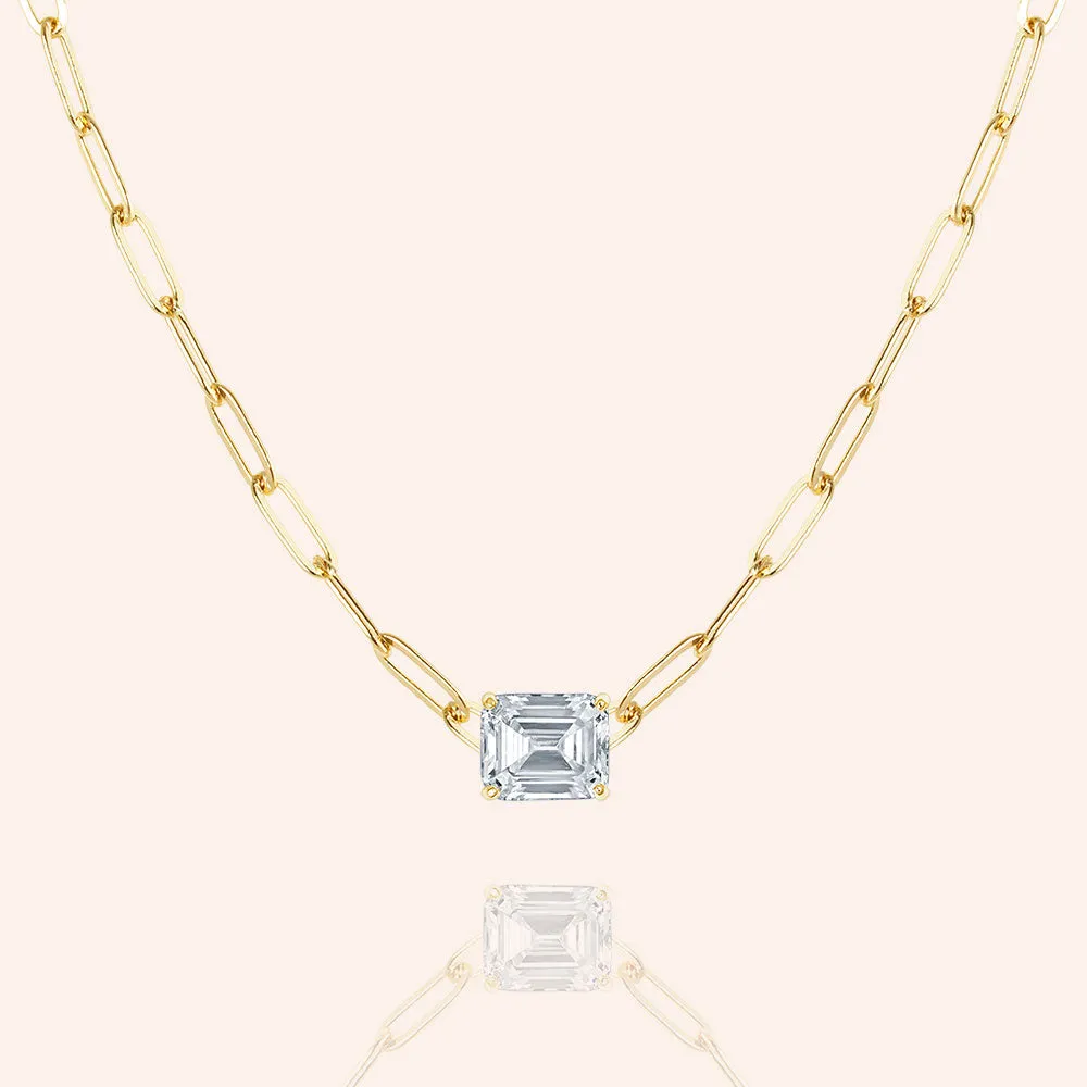 "Obsession" 4.7CTW Emerald Cut Solitaire Pendant Necklace