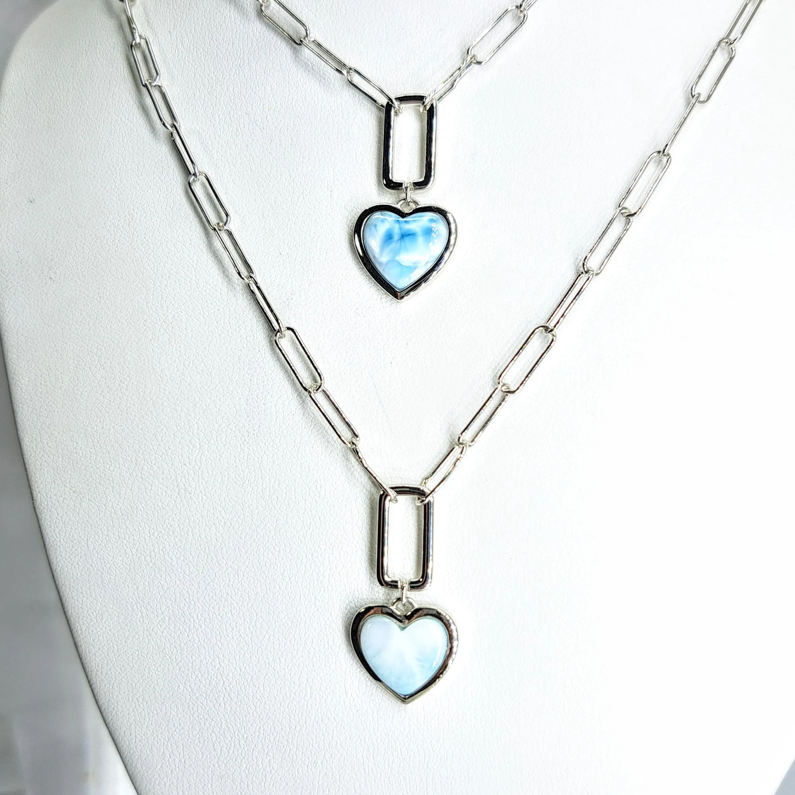 "Ocean Love Poem" 16"-18" Necklace - Larimar, Anti-tarnish Sterling