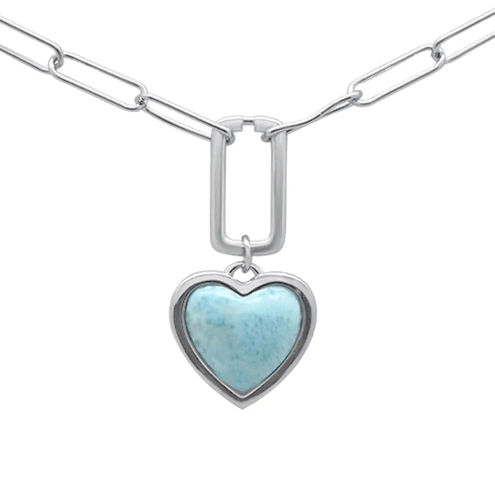 "Ocean Love Poem" 16"-18" Necklace - Larimar, Anti-tarnish Sterling