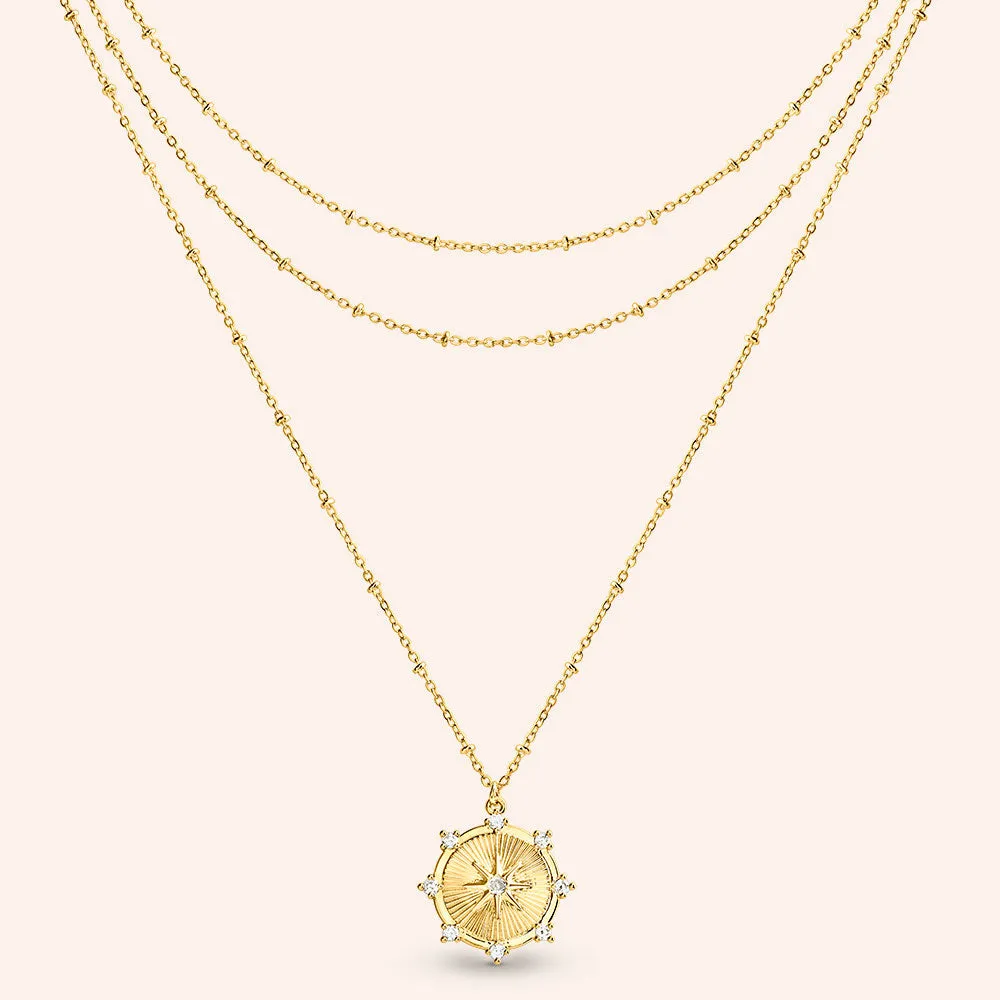 "Reagan" Star Medallion Pendant Layered Necklace