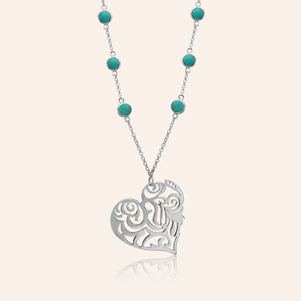 "Sacred Heart" Sterling Silver Heart Pendant Necklace