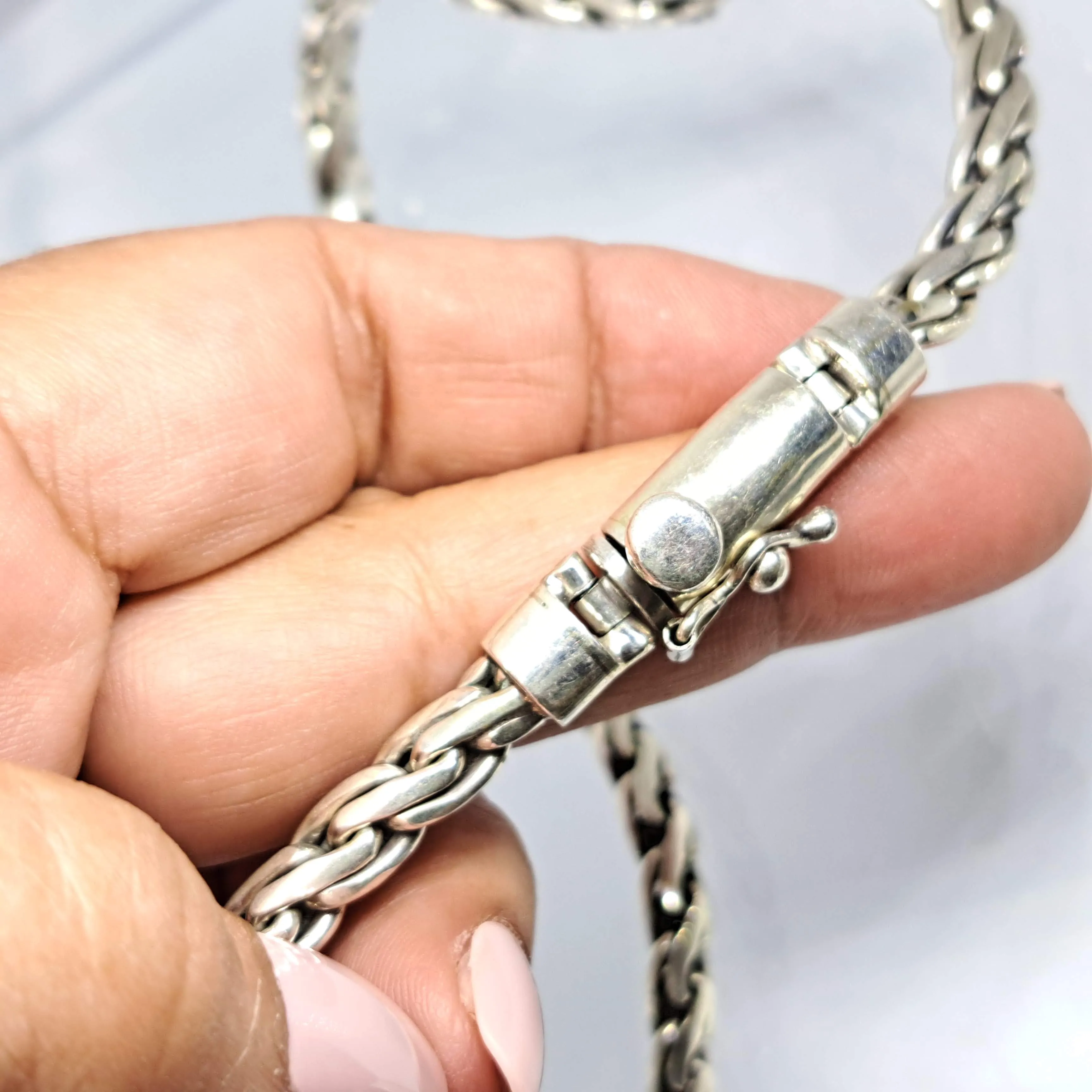 "Smooth, Heavy Metal" 18" & 20" Necklaces - Hand-Woven Sterling Silver